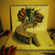 Illustration for article titled Beautiful Sketches That Turn into 3-D Illusions on the Page